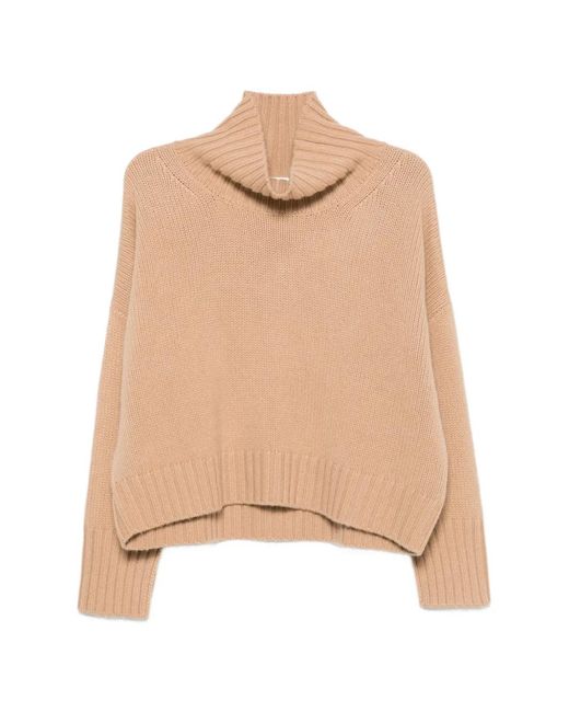 Pull À Bords Côtelés Soft Goat en coloris Natural