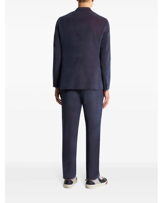 Etro Blue Single-Breasted Velvet Blazer for men
