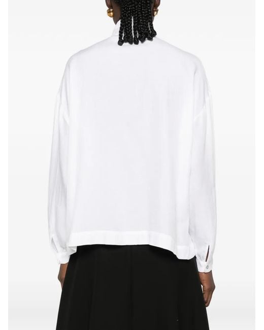 19.61 MILANO White Pussy-Bow Long-Sleeve Blouse