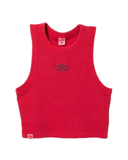 AAPE BY A BATHING AP Red Logo Tank Top