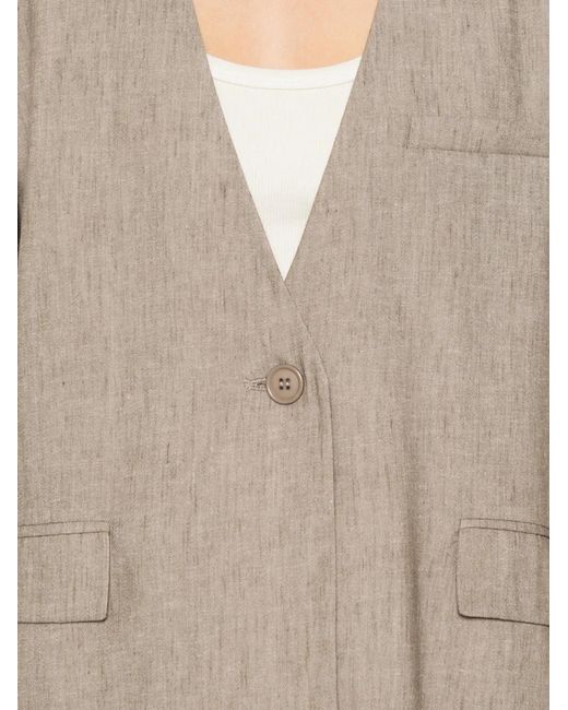 ELEH Natural Collarless Single-Breasted Blazer