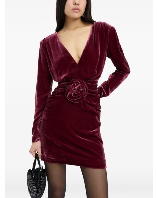 ROTATE BIRGER CHRISTENSEN Purple Silk Velvet Mini Dress
