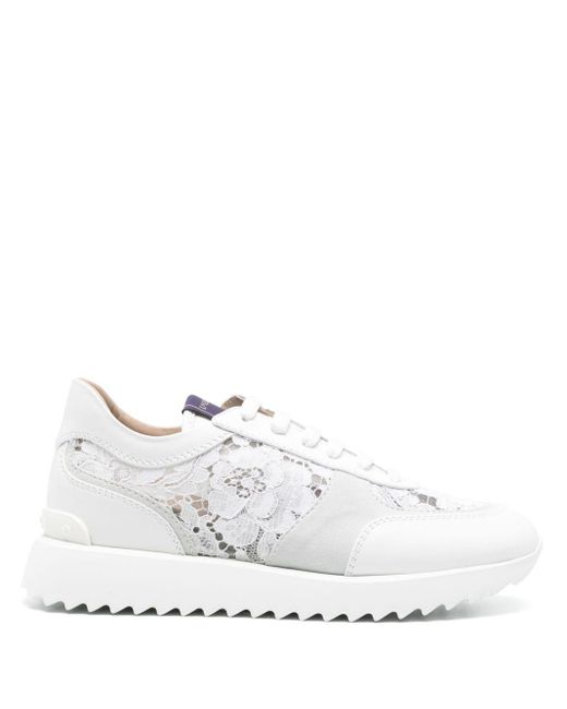 Le Silla White Chantilly-lace Leather Sneakers