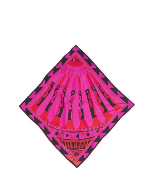 Emilio Pucci Pink Soleil-Print Small Carrè Scarf