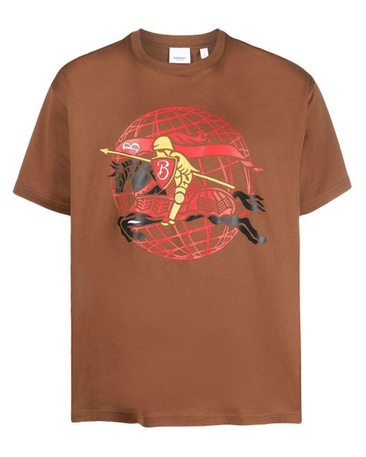 Graphic-print Cotton T-shirt Burberry pour homme en coloris Orange