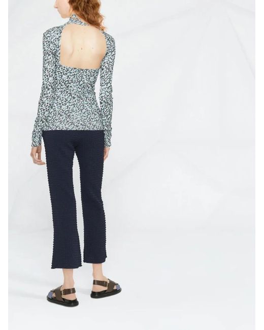 Nanushka Blue Back Cut-Out Patterned Top