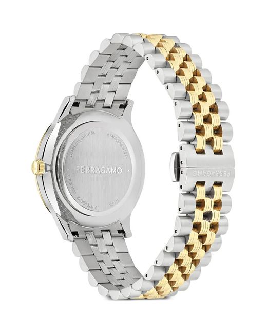 Ferragamo Green Roman Numeral Dial Gold-Plated Watch for men