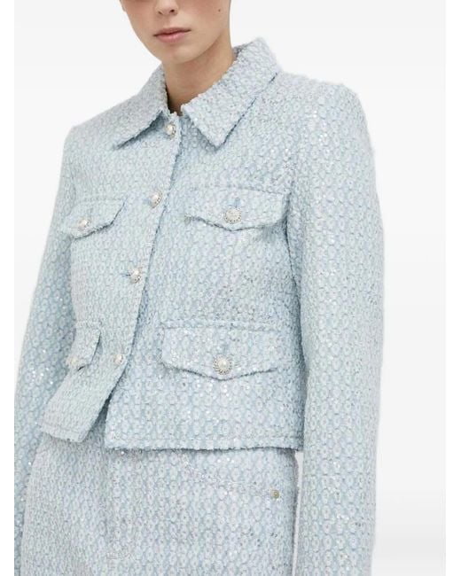 Miss Sixty Blue Pearl-Buttoned Flap-Pockets Jacket