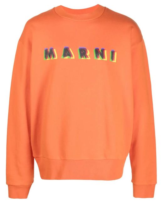 Marni Orange Logo-Print Cotton Sweatshirt for men
