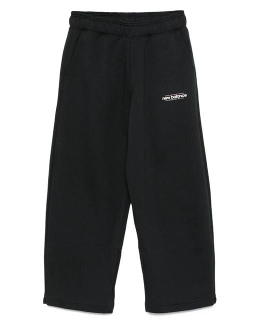 New Balance Black Elastic-Waistband Logo Sweatpants
