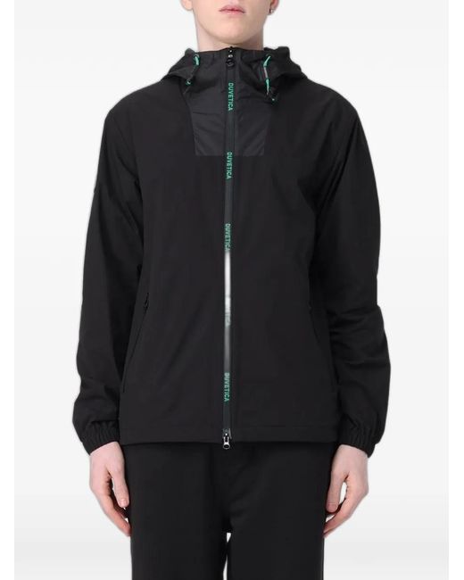 Duvetica Black Logo-Patch Hooded Lightweight Jacket for men