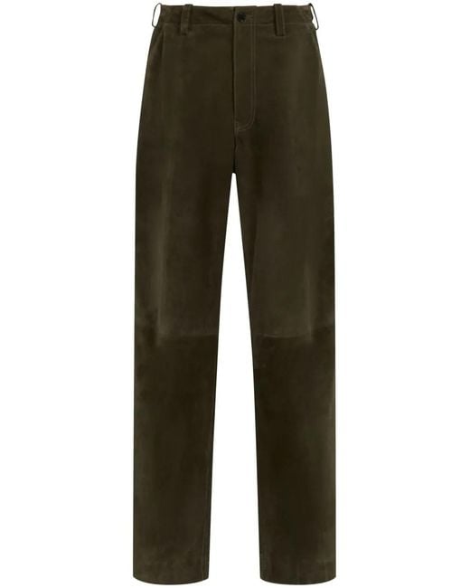 Marni Green Wide-Leg Leather Trousers for men