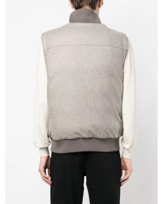 Kiton Gray Feather-Down Suede Padded Gilet for men