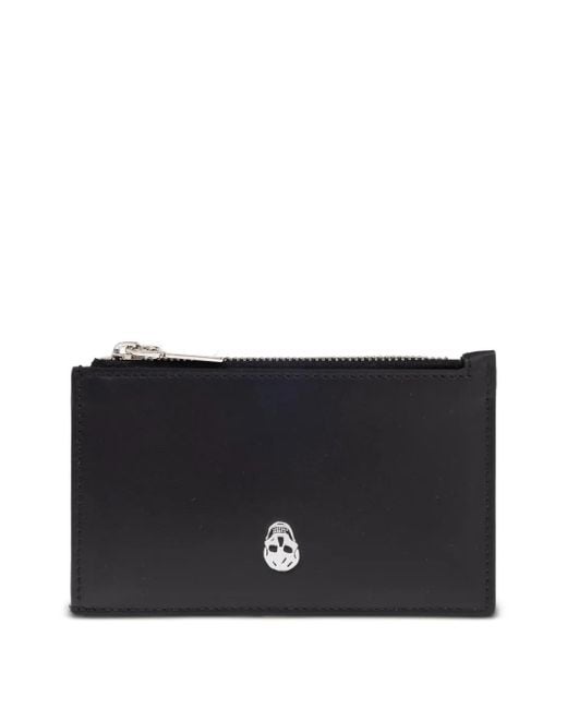 Alexander McQueen Black Zippered Leather Wallet for men