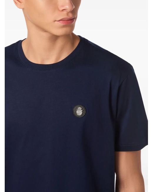 Billionaire Blue Logo-Plaque T-Shirt for men