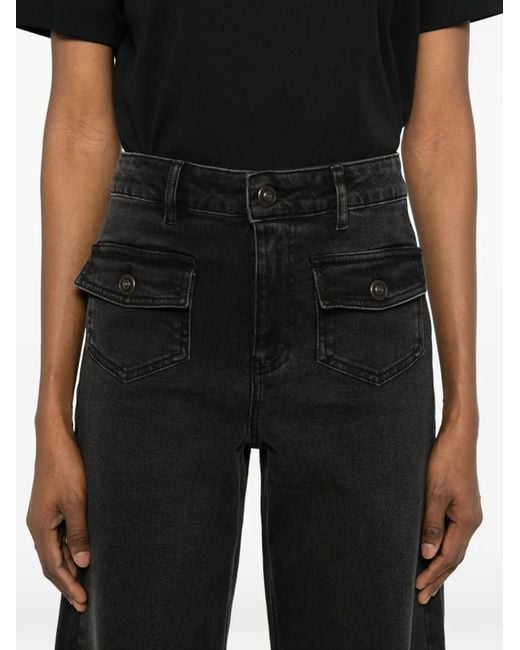 MAISON 123 Black Pocket Flared Jeans