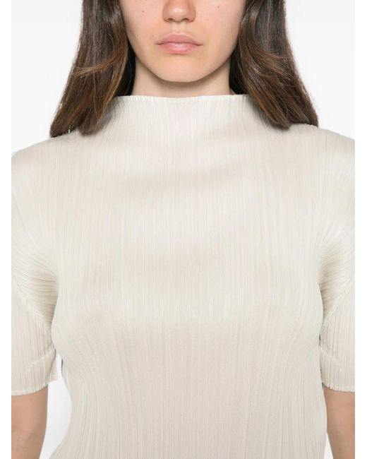 Pleats Please Issey Miyake White Pleated T-Shirt
