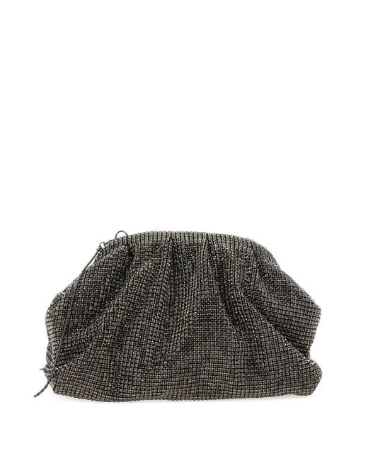 Twentyfourhaitch Gray Crystal-Embellished Clutch Bag