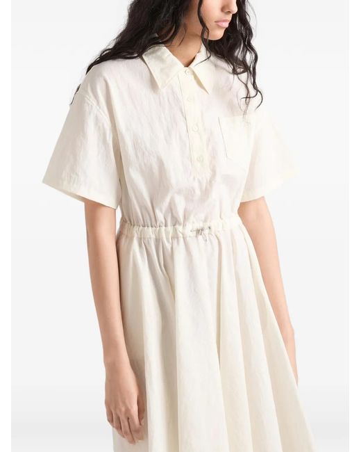 Prada White Short-Sleeved Technical Pongé Dress