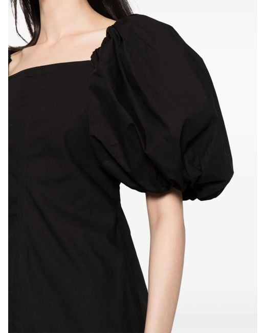Ganni Black Organic Cotton Mini Dress