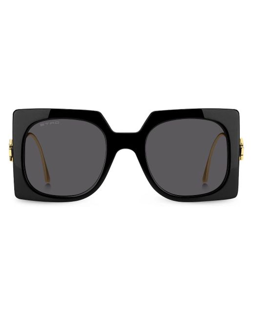 Etro Black Bold Pegaso Square-frame Sunglasses