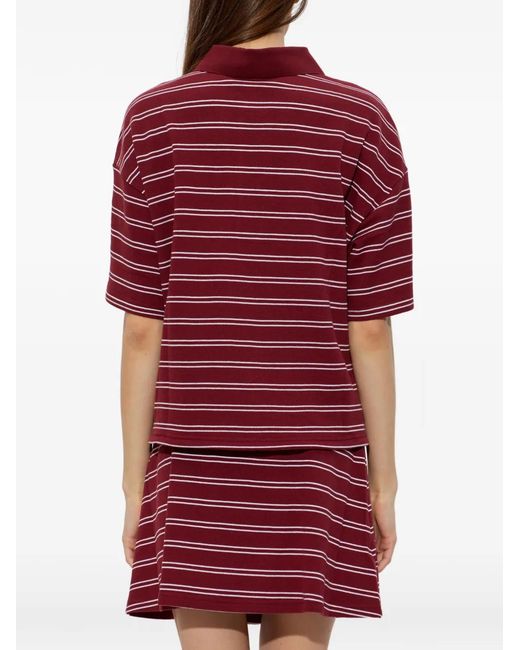 Gestuz Red Pilova Striped Short-Sleeve Polo Shirt