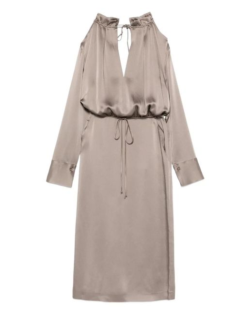 Semicouture Gray Open-Shoulder Dress