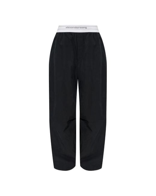 Alexander Wang Black Logo-Waistband Cotton Track Pants