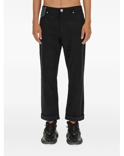 Balmain Black Cuffed Pocket Jeans for men