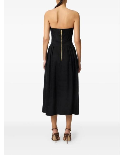 Elisabetta Franchi Black Strapless Pleated Dress