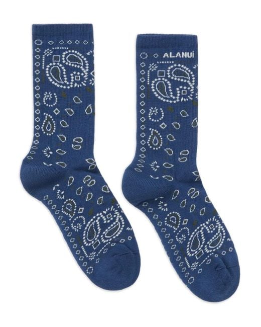 Alanui Blue Bandana Socks