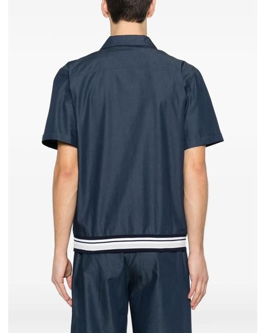 Panicale Blue Camp-Collar Ribbed Shirt for men
