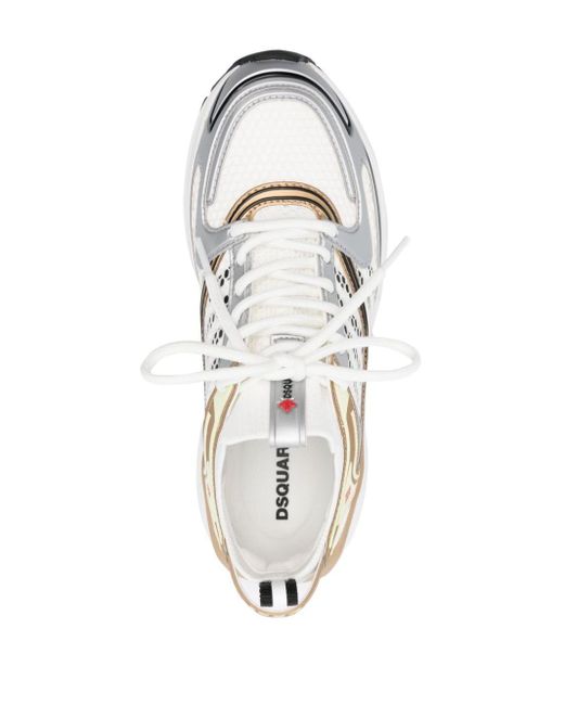 DSquared² White Dash Panelled Sneakers