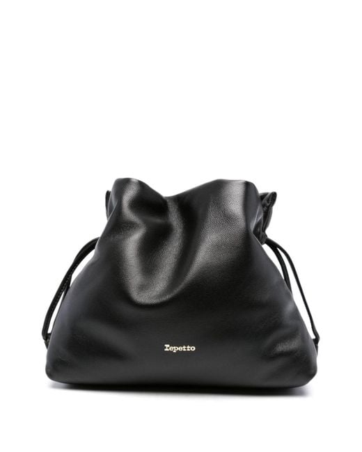 Repetto Black Plume Leather Shoulder Bag
