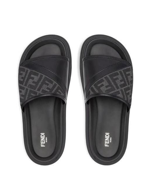 Fendi Gray Logo Sandals for men