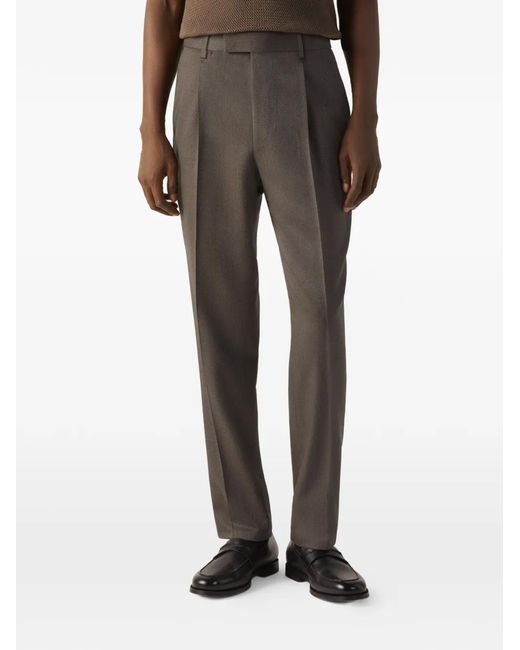 Zegna Gray Pleated Trousers for men