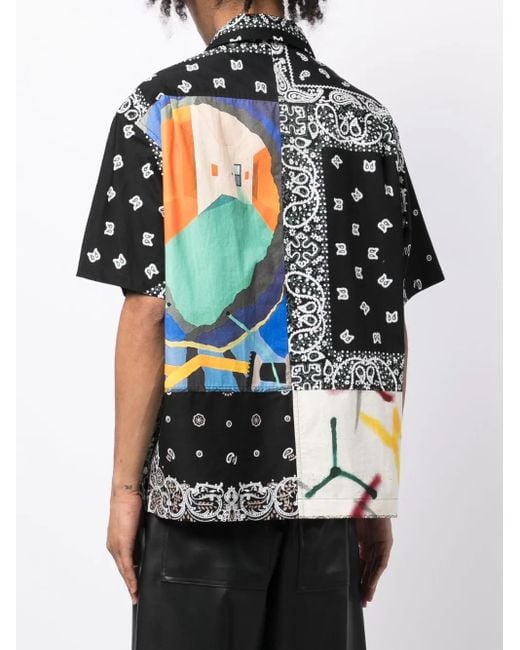 Children of the discordance Black Bandana-Print Cotton Shirt for men