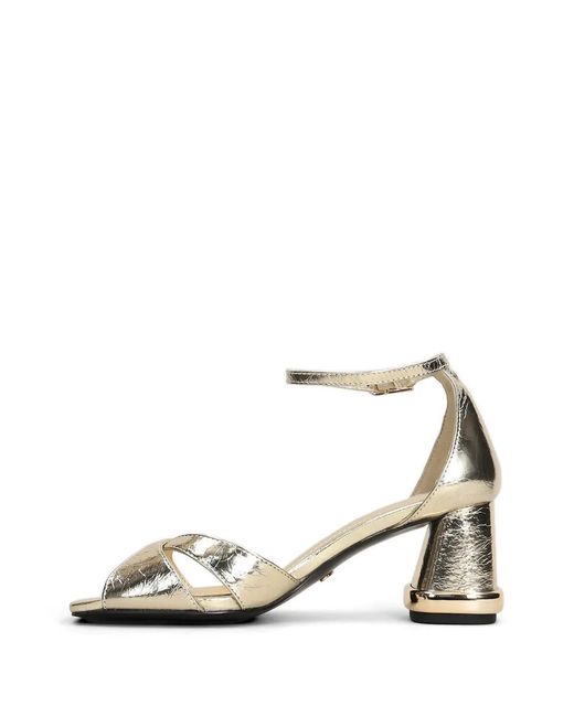 GOLD&ROUGE Natural Cake Metallic-Effect Crossover-Strap Sandals