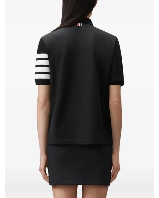 Thom Browne Black Pique 4-Bar Polo