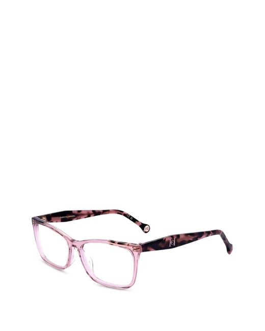 Carolina Herrera Pink Rectangle-Frame Glasses