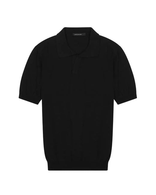 Tagliatore Black Polo-Collar T-Shirt for men