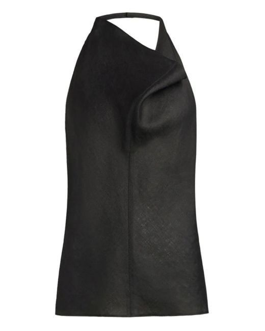 12 STOREEZ Black Halterneck Cowl-Neck Blouse