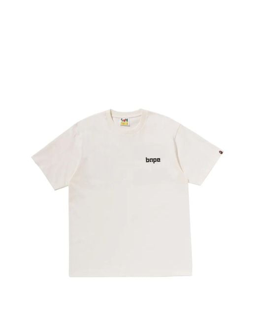 A Bathing Ape White Logo-Print T-Shirt for men