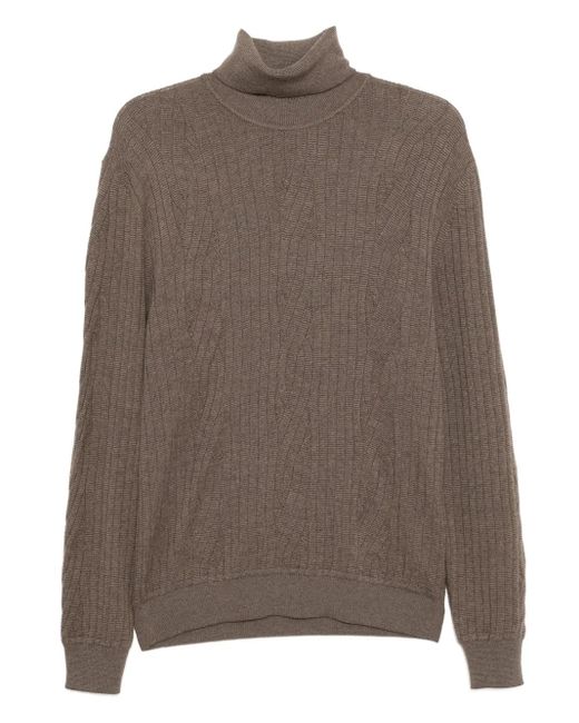 メンズ Brioni ケーブルニット セーター Brown