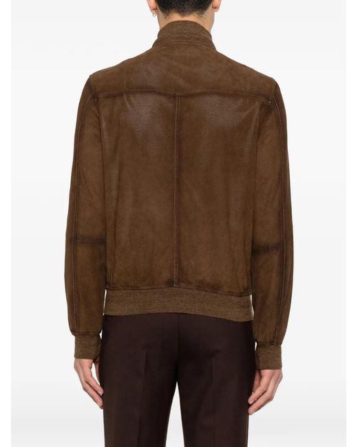 The Jack Leathers Brown Zip-Up Suede Jacket for men