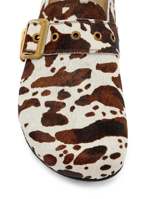 AllSaints White Staffa Cow-Print Buckled Mules
