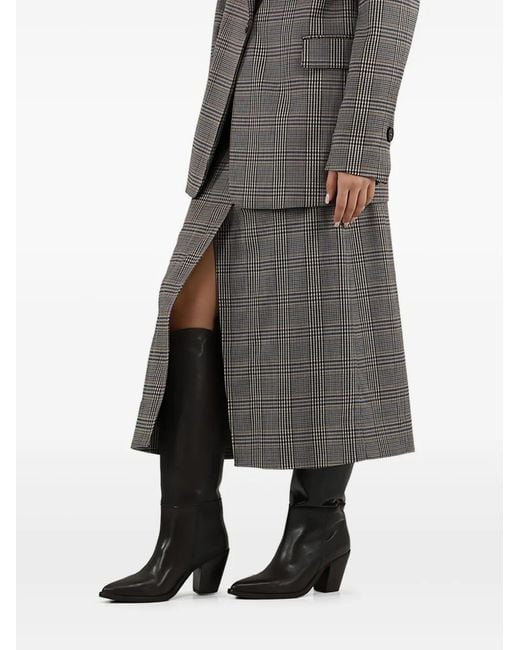 ..,merci Gray Checked Midi Skirt
