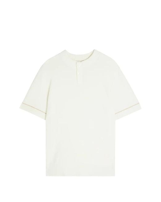 CHE White Contrast-Trim Knitted Polo Shirt for men