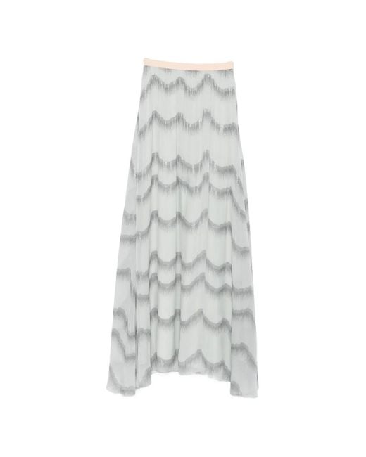 Forte_forte White Chevron-Patterned Silk-Blend Skirt