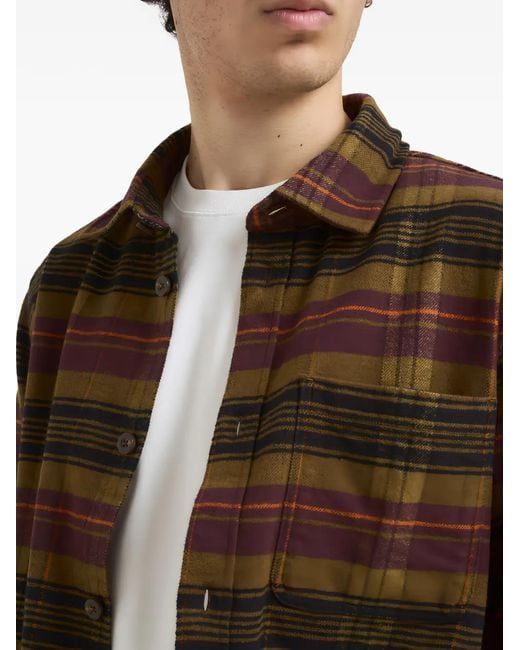 Les Deux Brown Chemise Lennon À Carreaux Et Poche De Poitrine for men